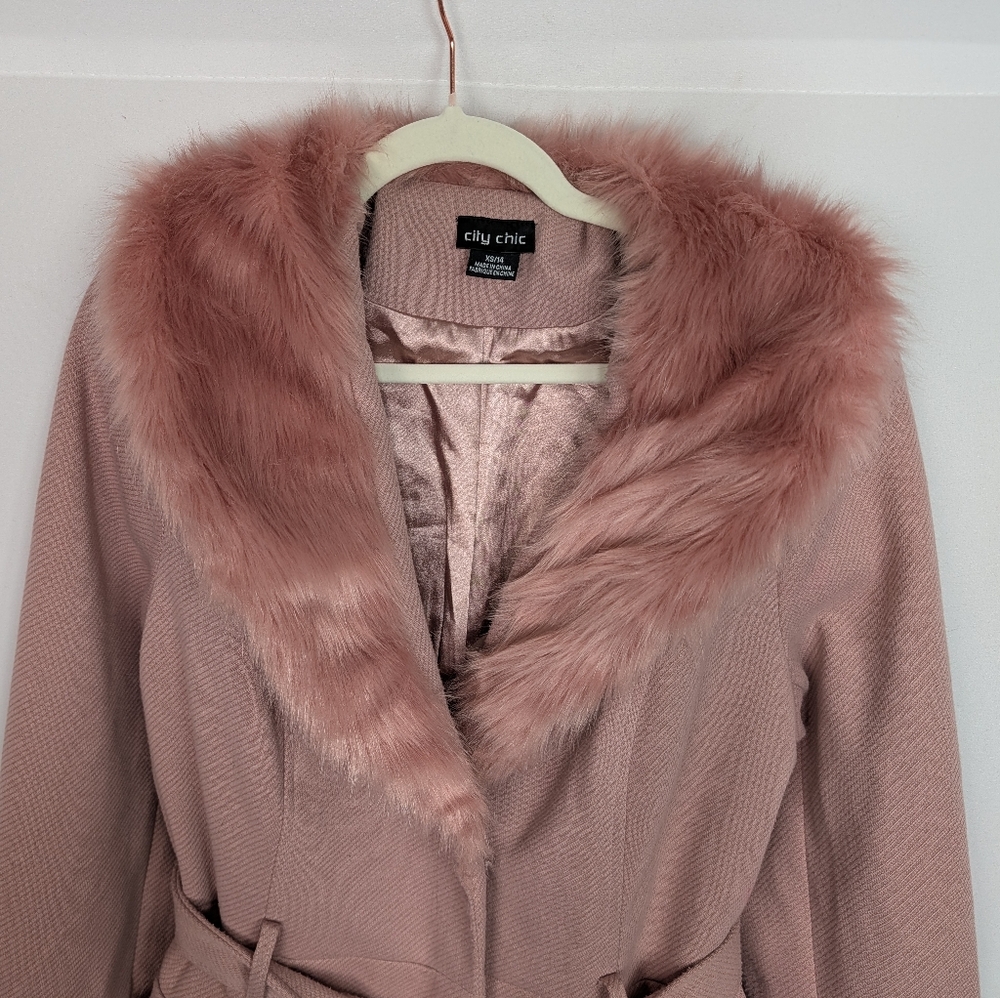 City Chic Make Me Blush Penny Lane Coat - Picture 4 of 13